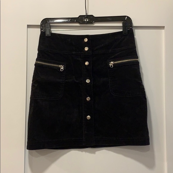 Black Velvet Button-Up Skirt - Picture 1 of 4